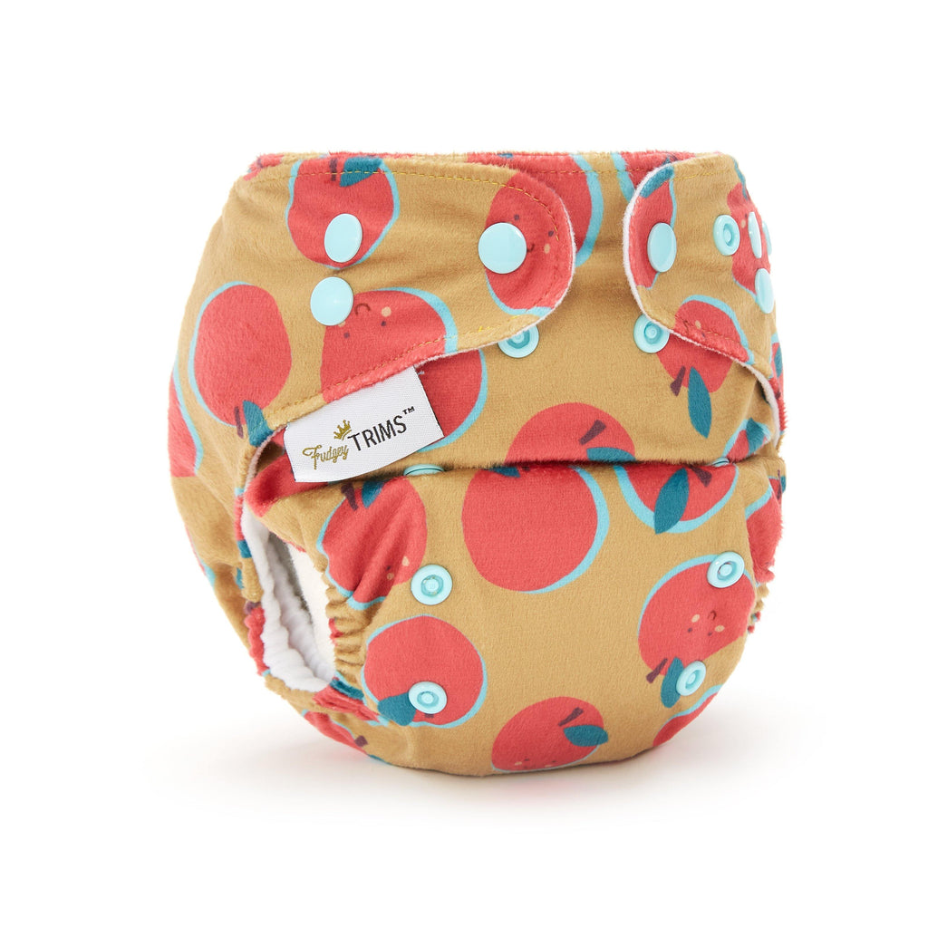 Fudgey TRIMS™ Pocket Nappy - Happy Apples (Minky) - Fudgey Pants