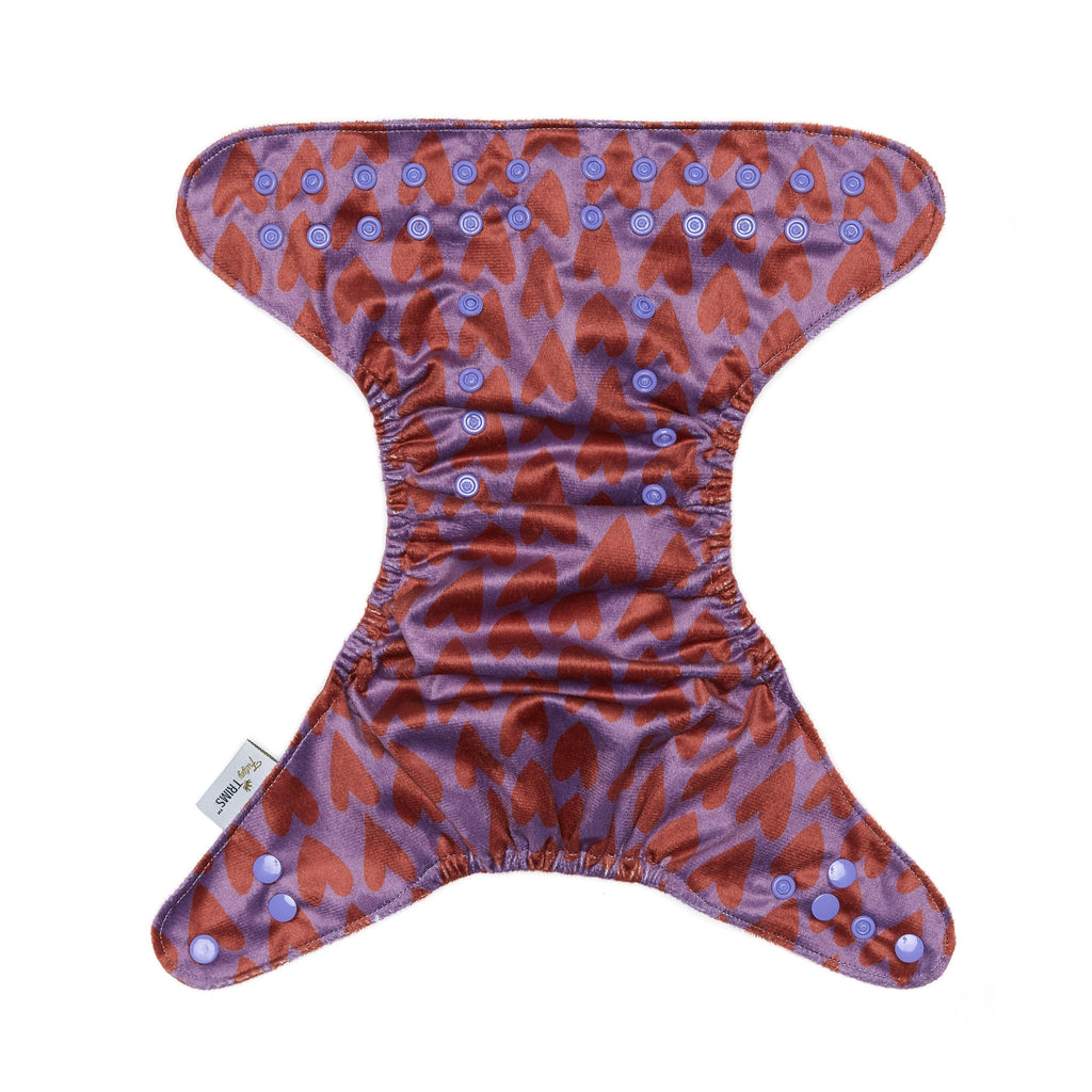 Fudgey TRIMS™ Pocket Nappy - Hippy Hearts (Minky) - Fudgey Pants