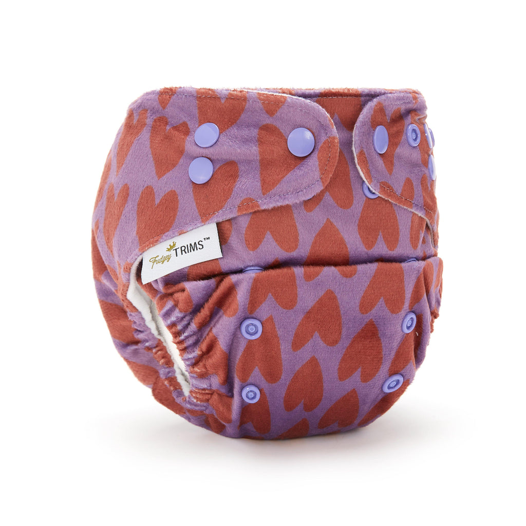 Fudgey TRIMS™ Pocket Nappy - Hippy Hearts (Minky) - Fudgey Pants
