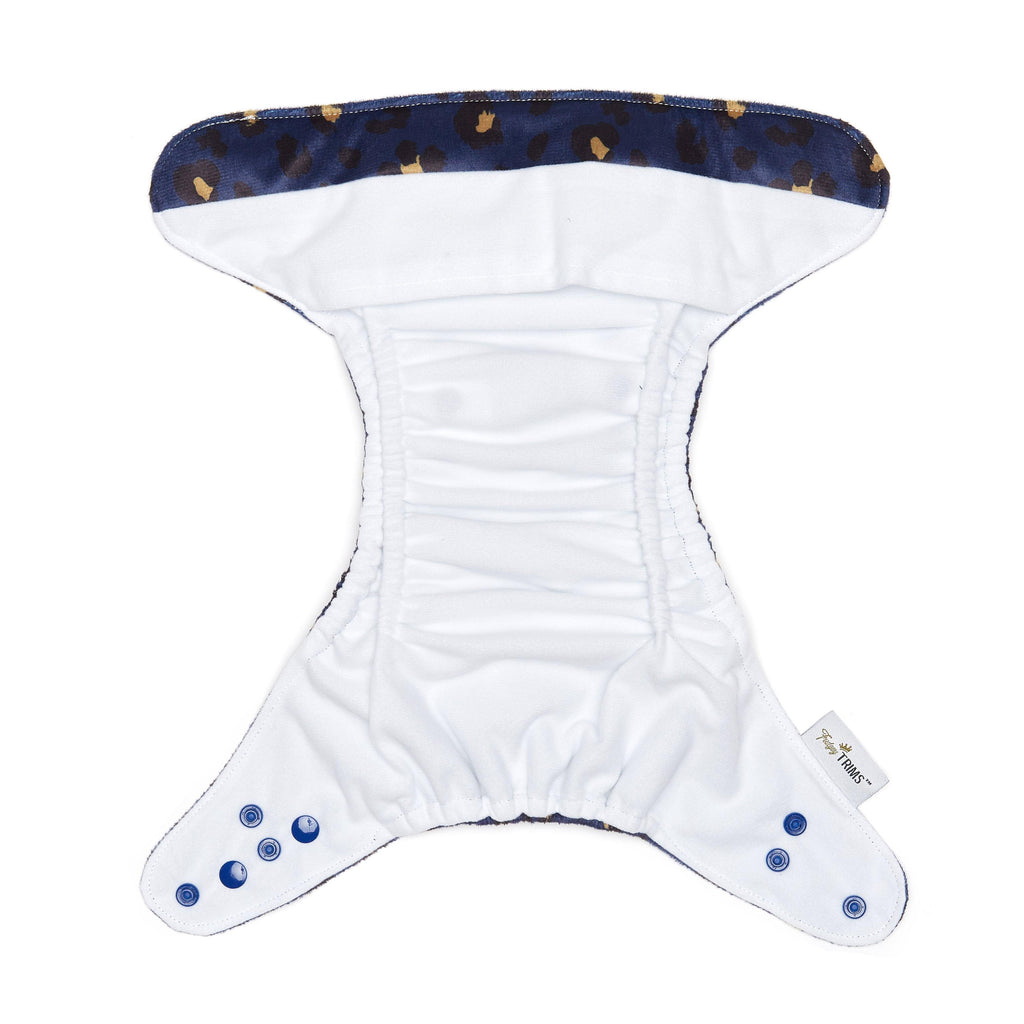 Fudgey TRIMS™ Pocket Nappy - Midnight Leopard (Minky) - Fudgey Pants