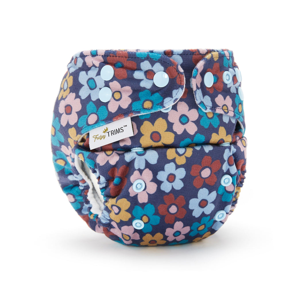 Fudgey TRIMS™ Pocket Nappy - Retro Floral (Minky) - Fudgey Pants
